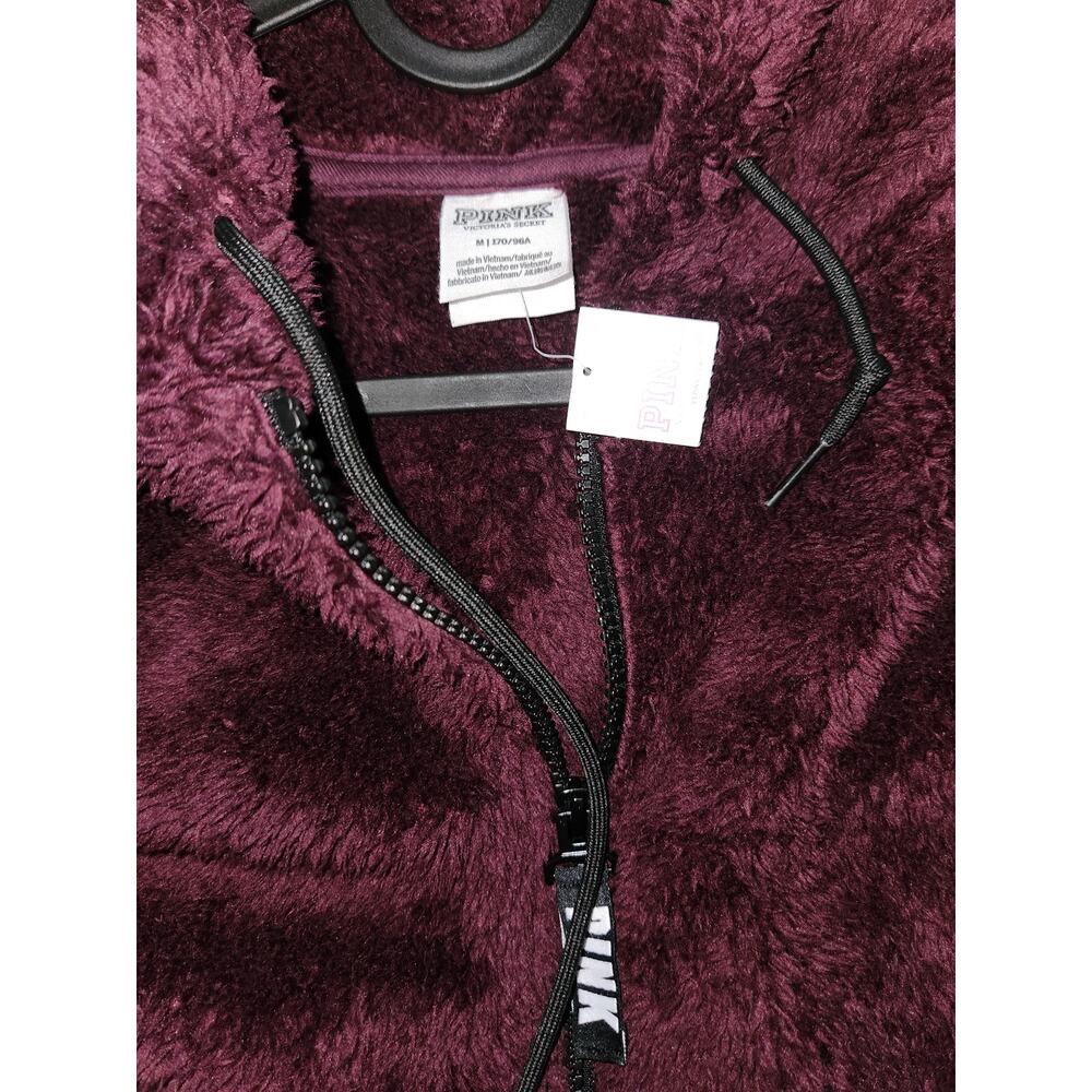 Victoria's secret pink sherpa fleece half zipper pullover hoodie M NwT - Picture 2 of 3